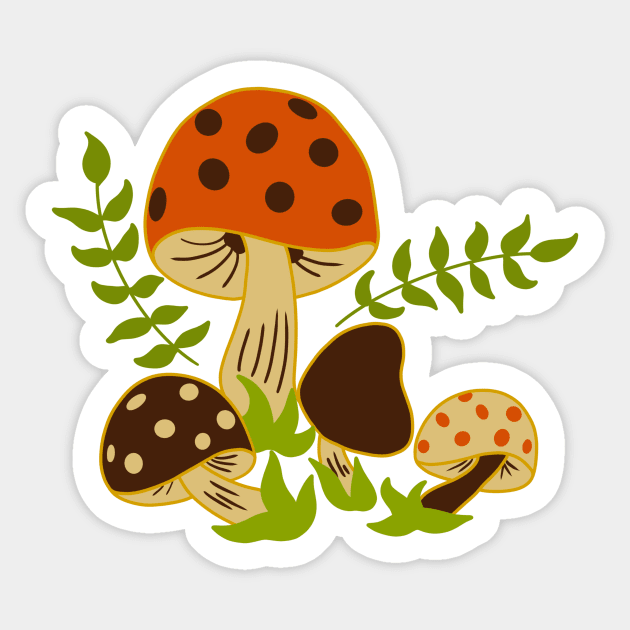 Retro Vintage Mushroom Design Sticker by jillell